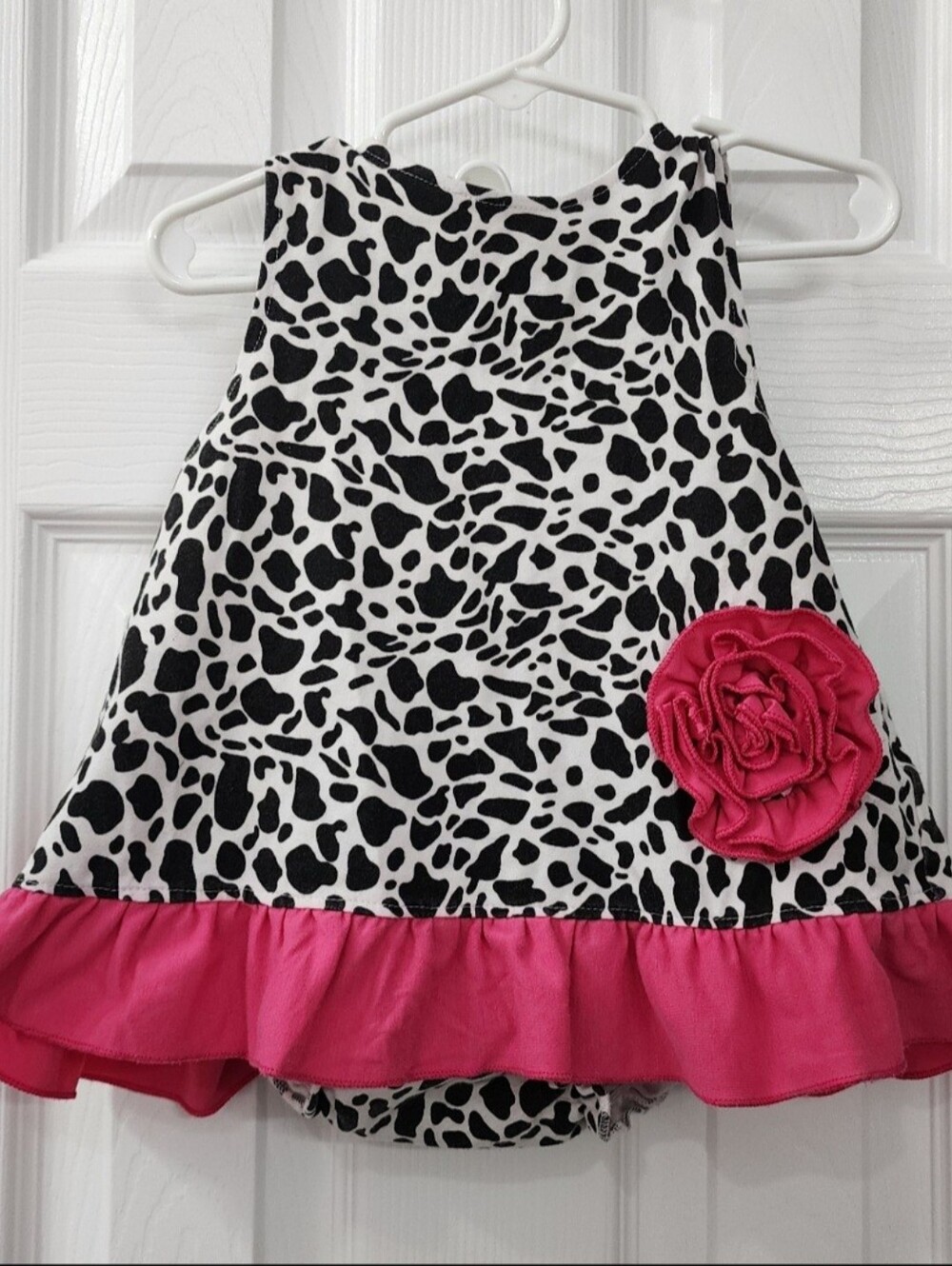 Black & White Animal Print Dress with Pink Ruffle Bloomers Size: 2T